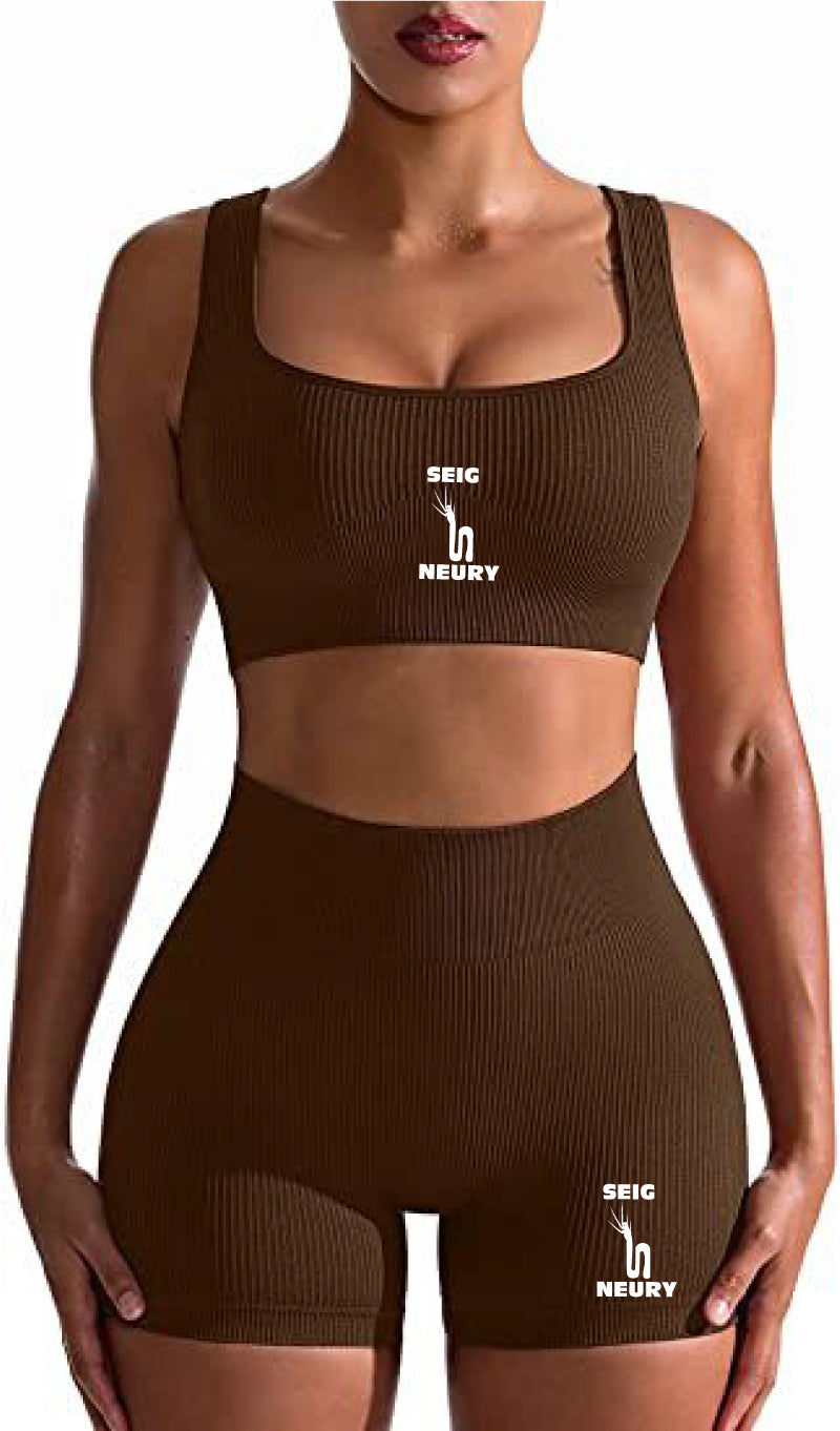 Ensemble Yoga Femme Sans Couture SEIGNEURY – Soutien-Gorge Sport et Short Taille Haute | Fitness, Cyclisme, Yoga |