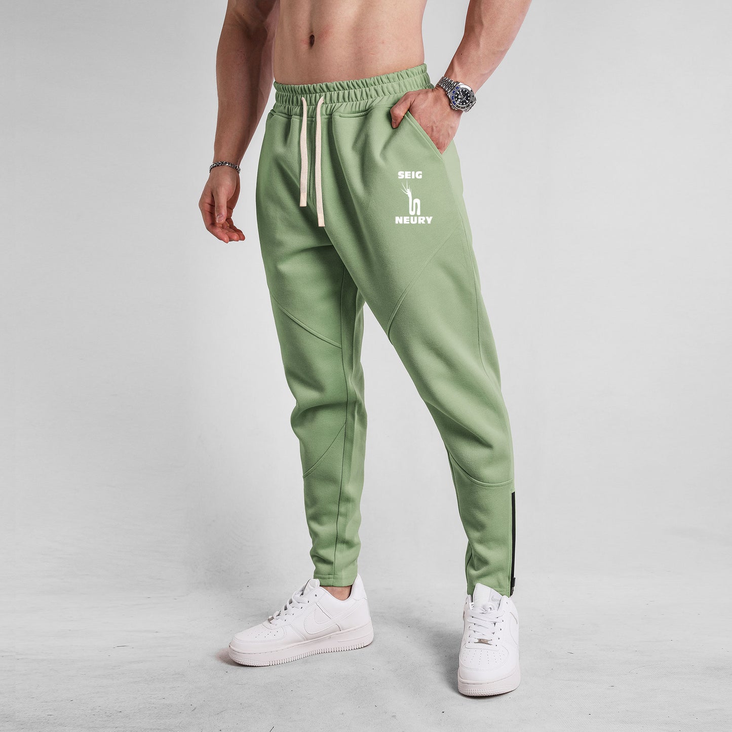 Leggings SEIGNEURY – Sport Ajusté Homme, Épais & Thermique, Zippé Cheville