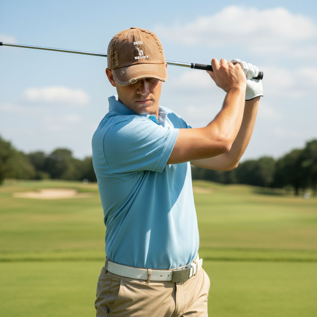 Casquette SEIGNEURY en gros plan portée par un golfeur