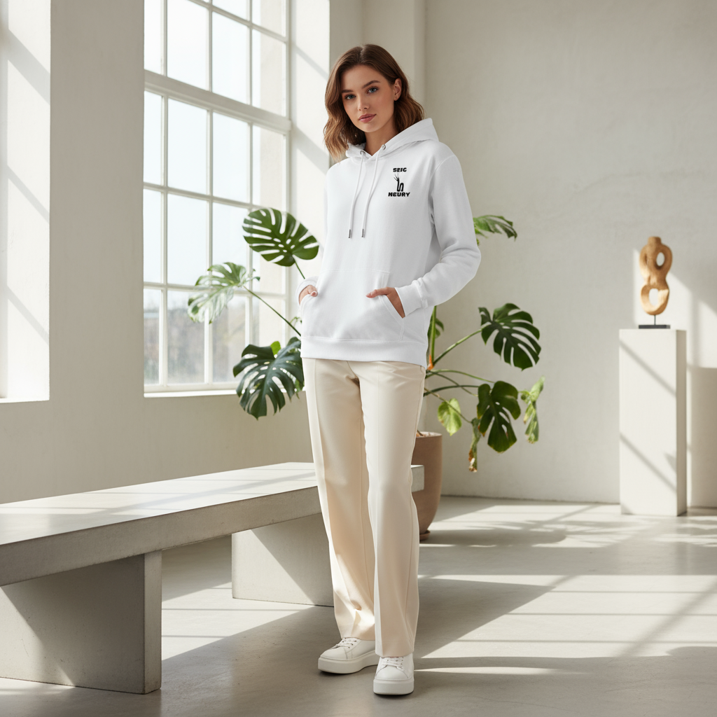 Jeune femme sweat blanc