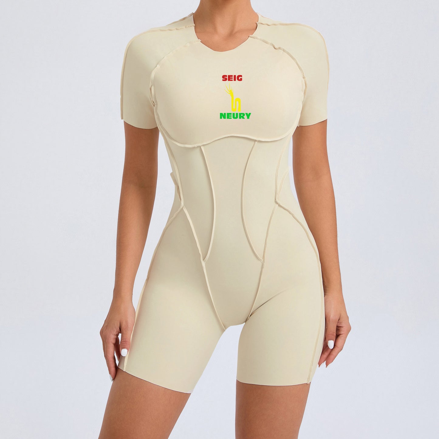 Onesie Sport Femme SEIGNEURY – Combinaison Une Pièce à Manches & Jambes Courtes, Style Athlétique