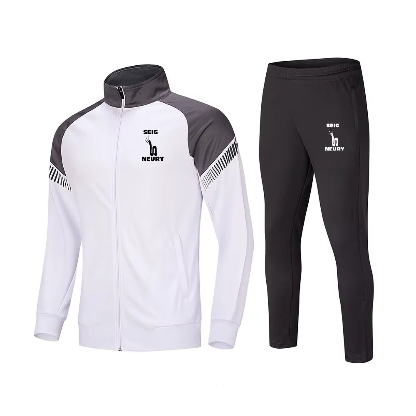 Combinaison survêtement unisexe en polyester veste zippée et pantalon à chevilles zippées