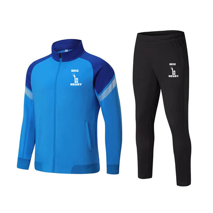 Combinaison survêtement unisexe en polyester veste zippée et pantalon à chevilles zippées