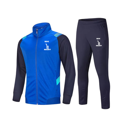 Combinaison survêtement unisexe en polyester veste zippée et pantalon à chevilles zippées