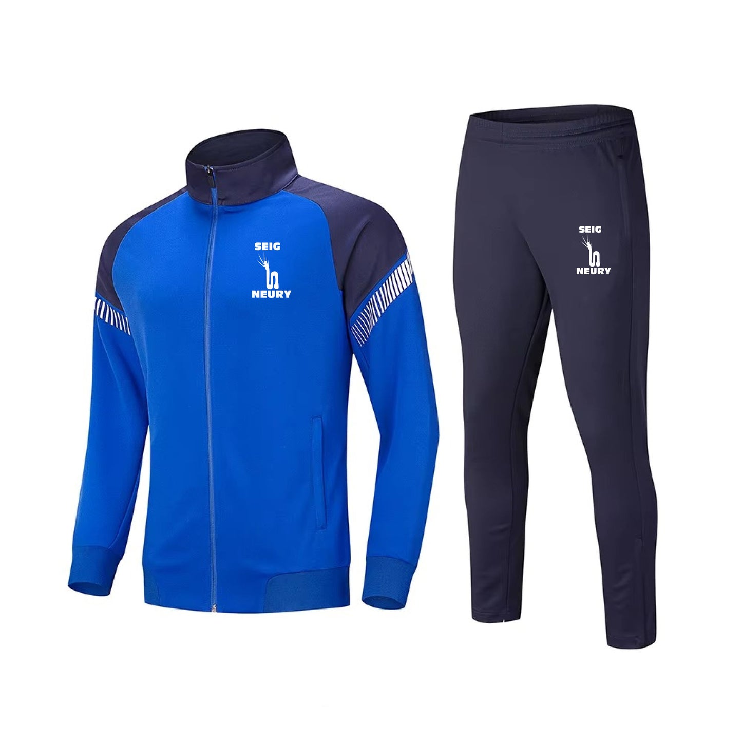 Combinaison survêtement unisexe en polyester veste zippée et pantalon à chevilles zippées