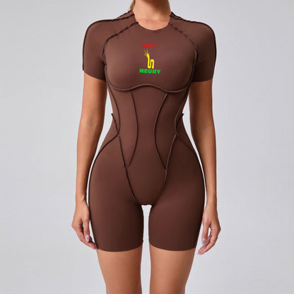 Onesie Sport Femme SEIGNEURY – Combinaison Une Pièce à Manches & Jambes Courtes, Style Athlétique