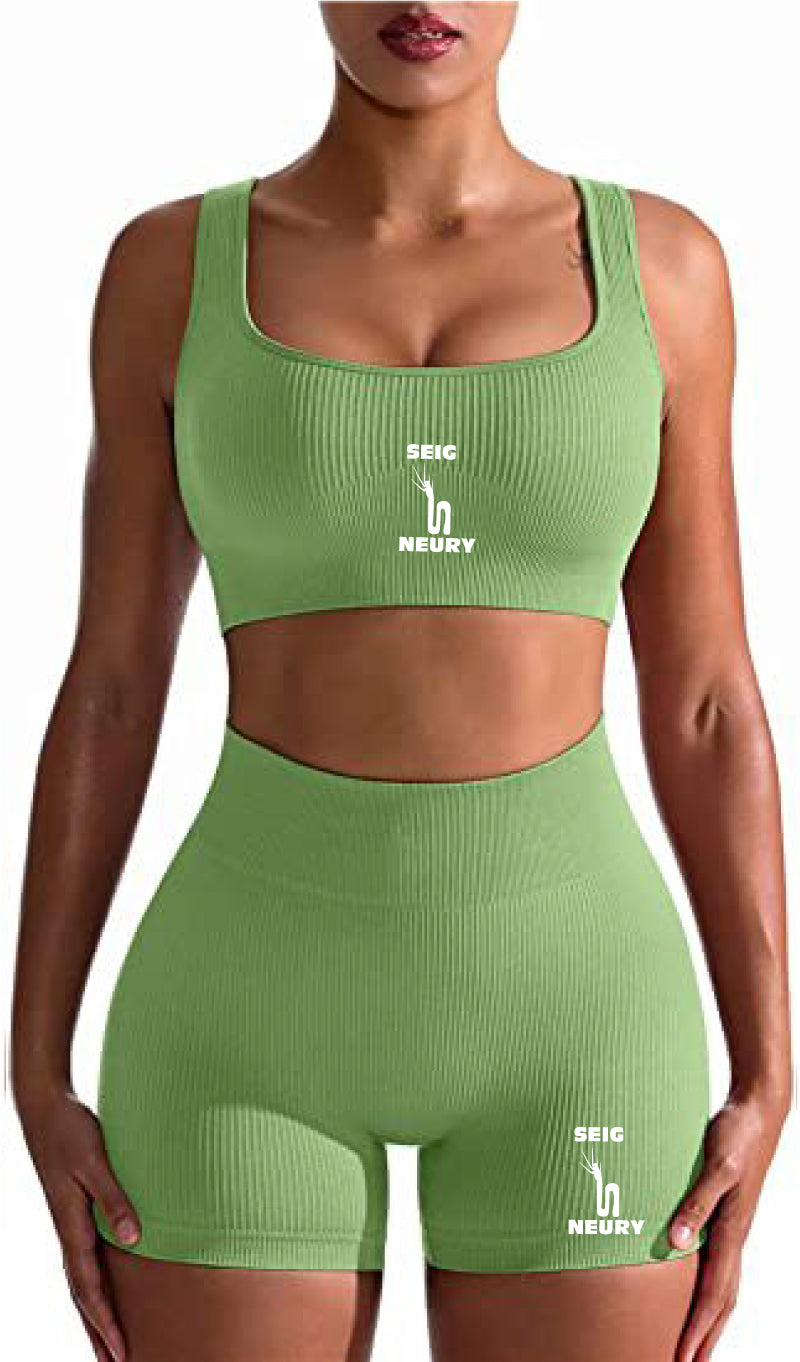 Ensemble Yoga Femme Sans Couture SEIGNEURY – Soutien-Gorge Sport et Short Taille Haute | Fitness, Cyclisme, Yoga |