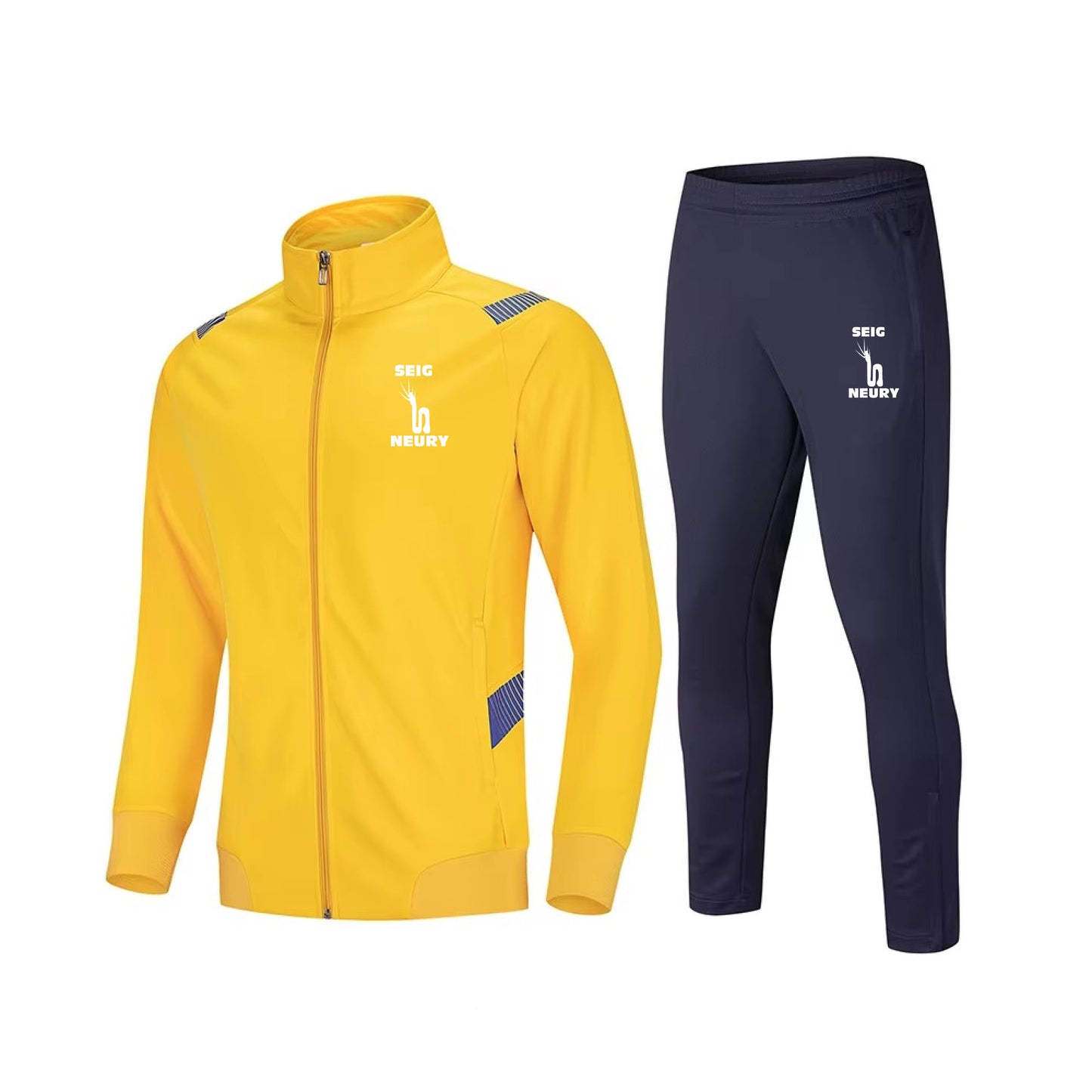 Combinaison survêtement unisexe en polyester veste zippée et pantalon à chevilles zippées