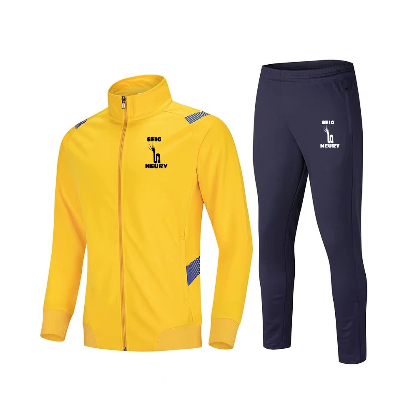 Combinaison survêtement unisexe en polyester veste zippée et pantalon à chevilles zippées