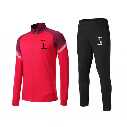 Combinaison survêtement unisexe en polyester veste zippée et pantalon à chevilles zippées