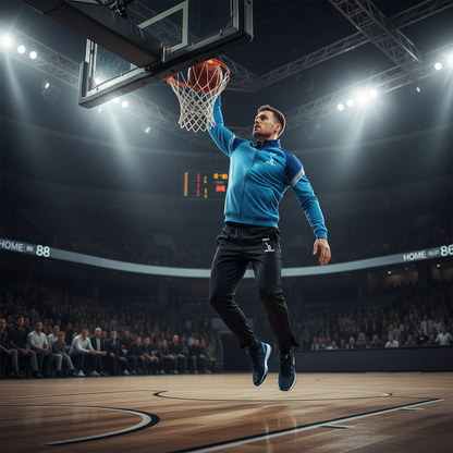 Basketteur en combinaison bleue