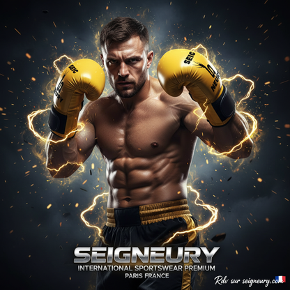 Boxeur homme gants jaunes