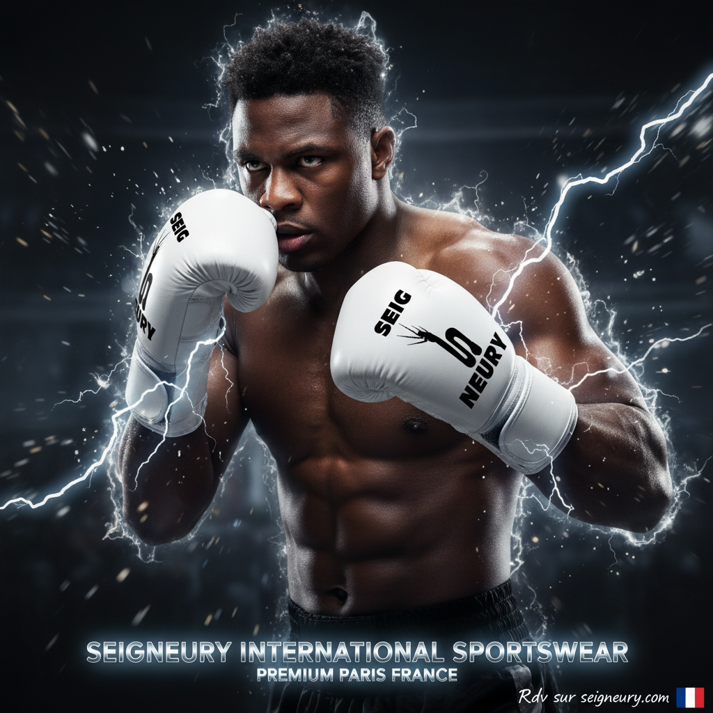 Boxeur noir gants blancs - pose différente