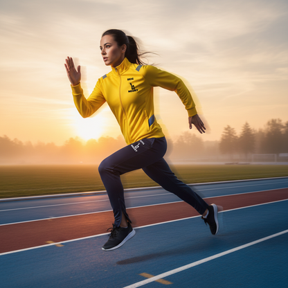 Coureuse en combinaison jaune