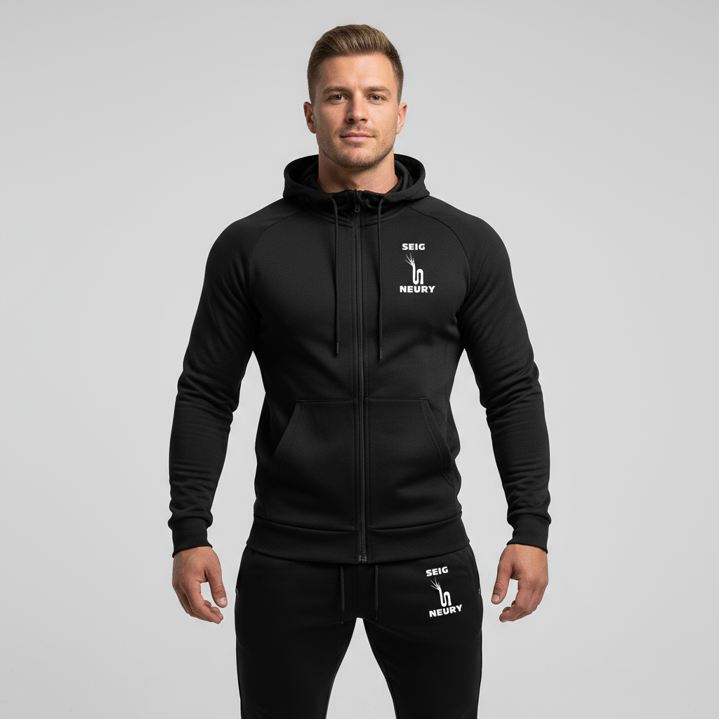Ensemble jogging noir SEIGNEURY - Portrait HD studio