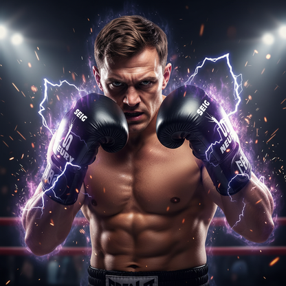 Gants de boxe noirs avec effets violets