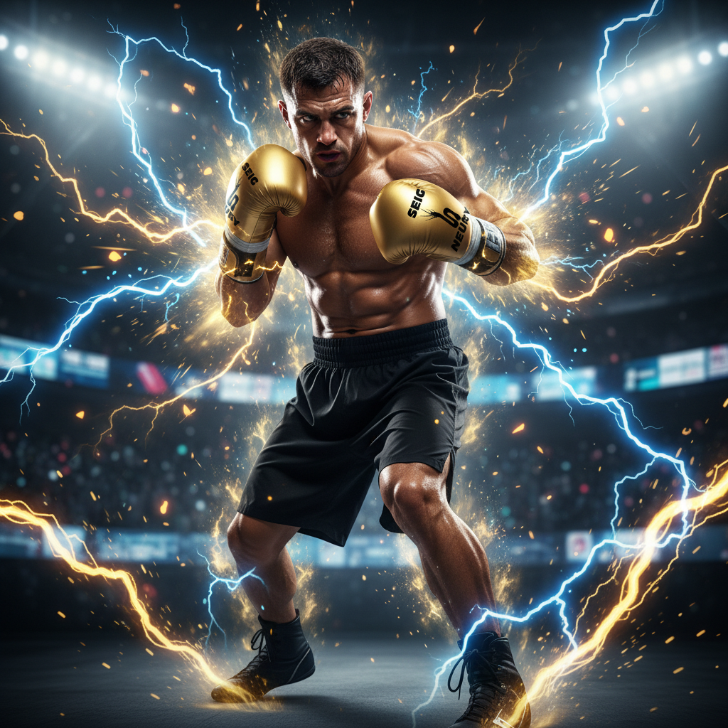 Gants de boxe or avec effets électriques