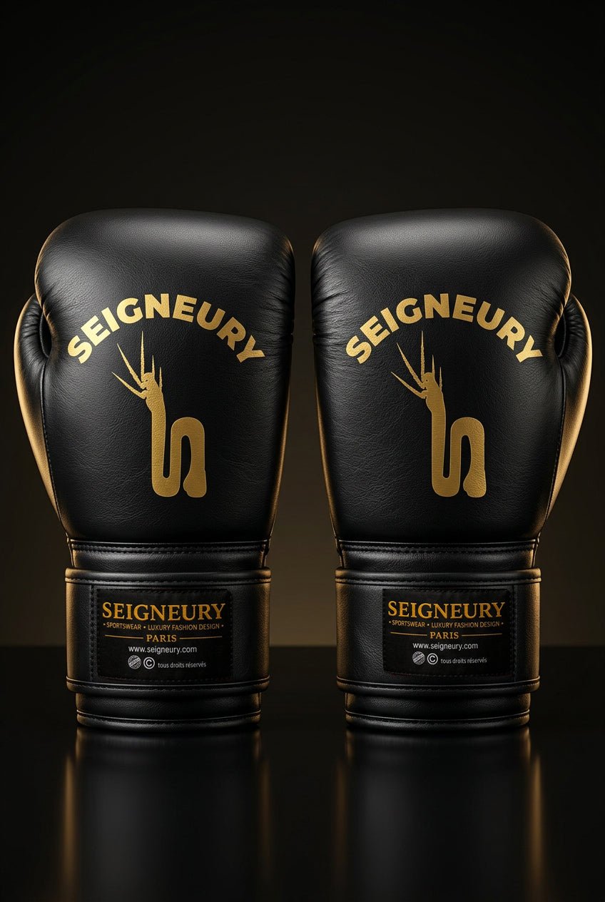SEIGNEURY – Gants de boxe en cuir, signature en arc (Collection Or)