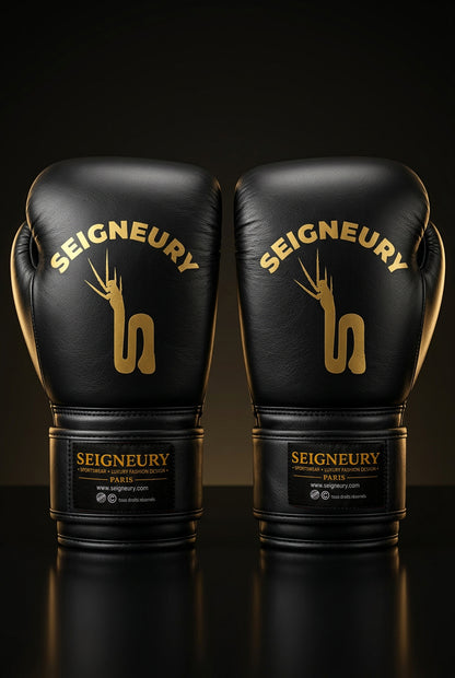 SEIGNEURY – Gants de boxe en cuir, signature en arc (Collection Or)