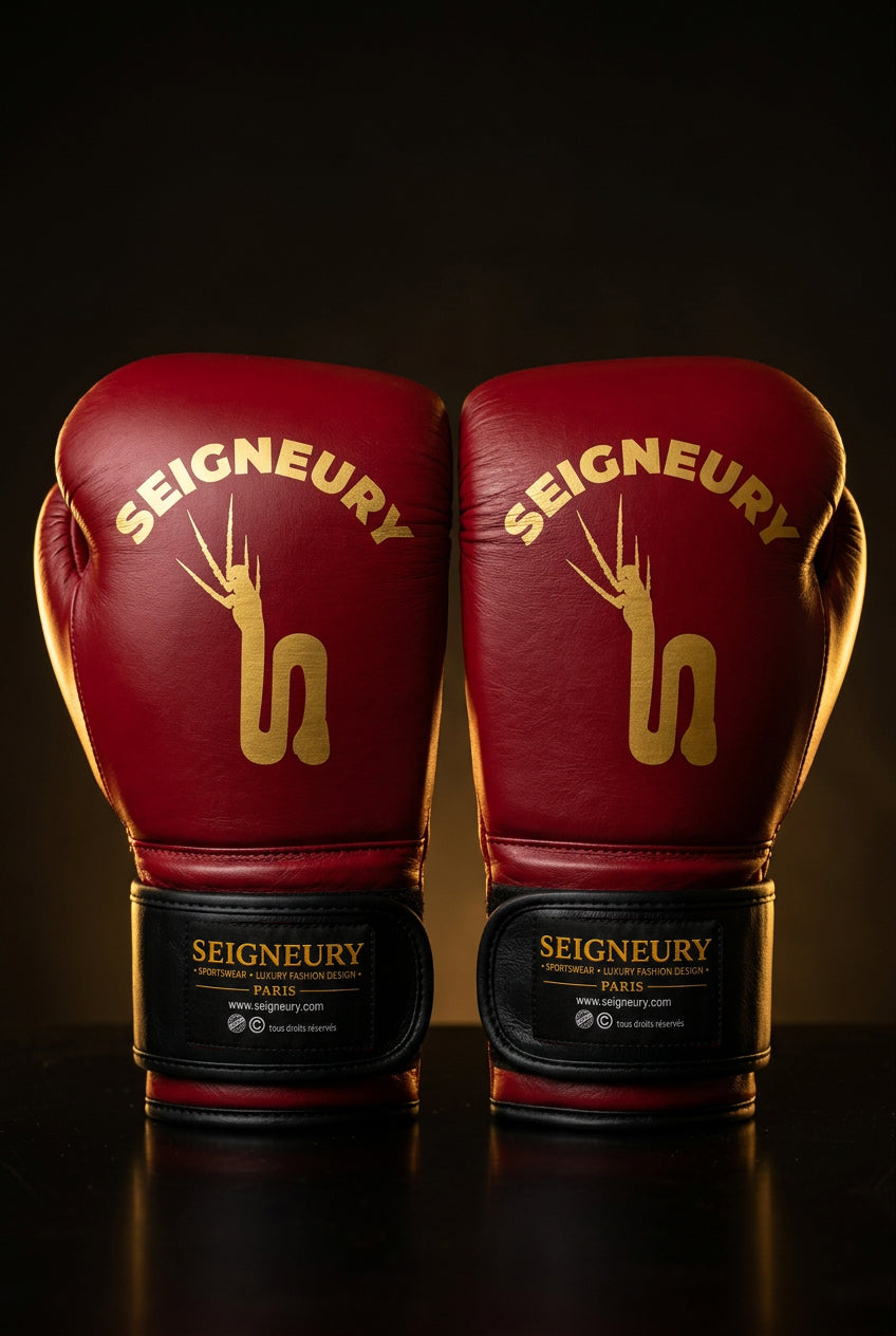 SEIGNEURY – Gants de boxe en cuir, signature en arc (Collection Or)