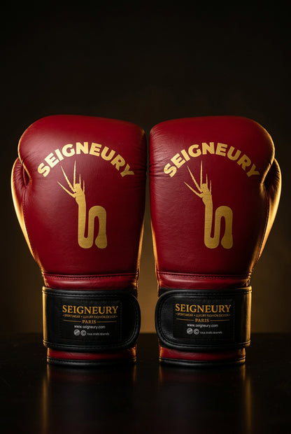 SEIGNEURY – Gants de boxe en cuir, signature en arc (Collection Or)