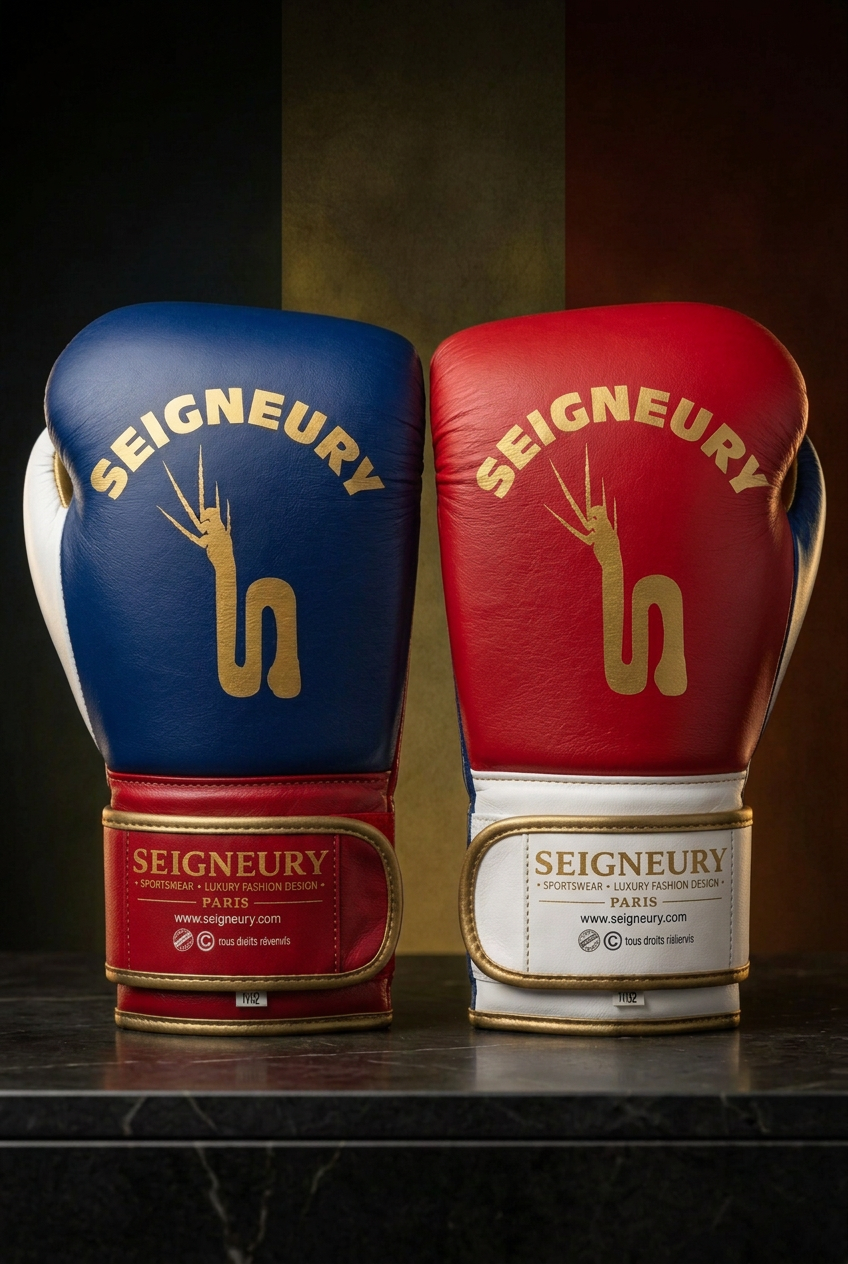 SEIGNEURY – Gants de boxe en cuir, signature en arc (Collection Or)