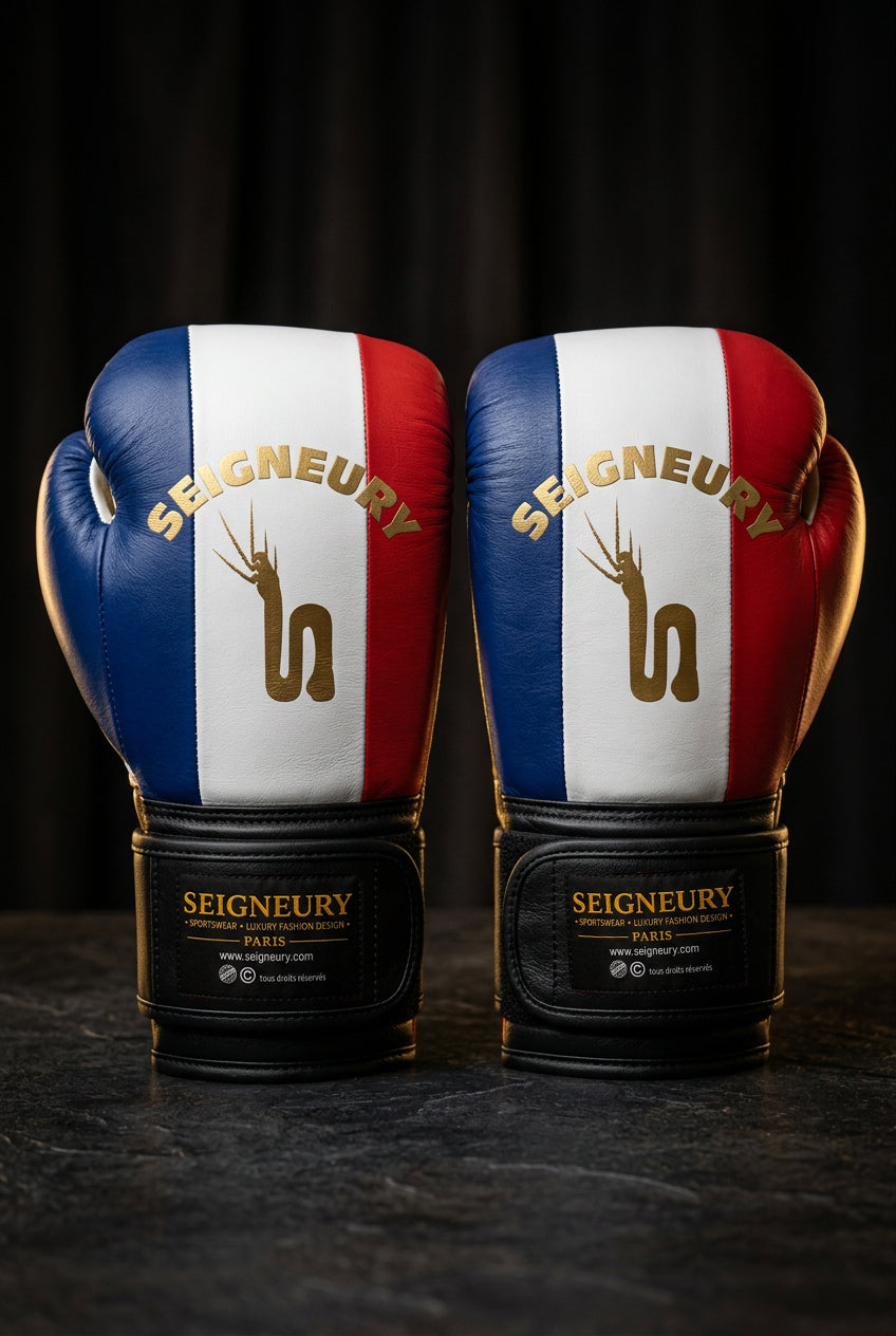 SEIGNEURY – Gants de boxe en cuir, signature en arc (Collection Or)