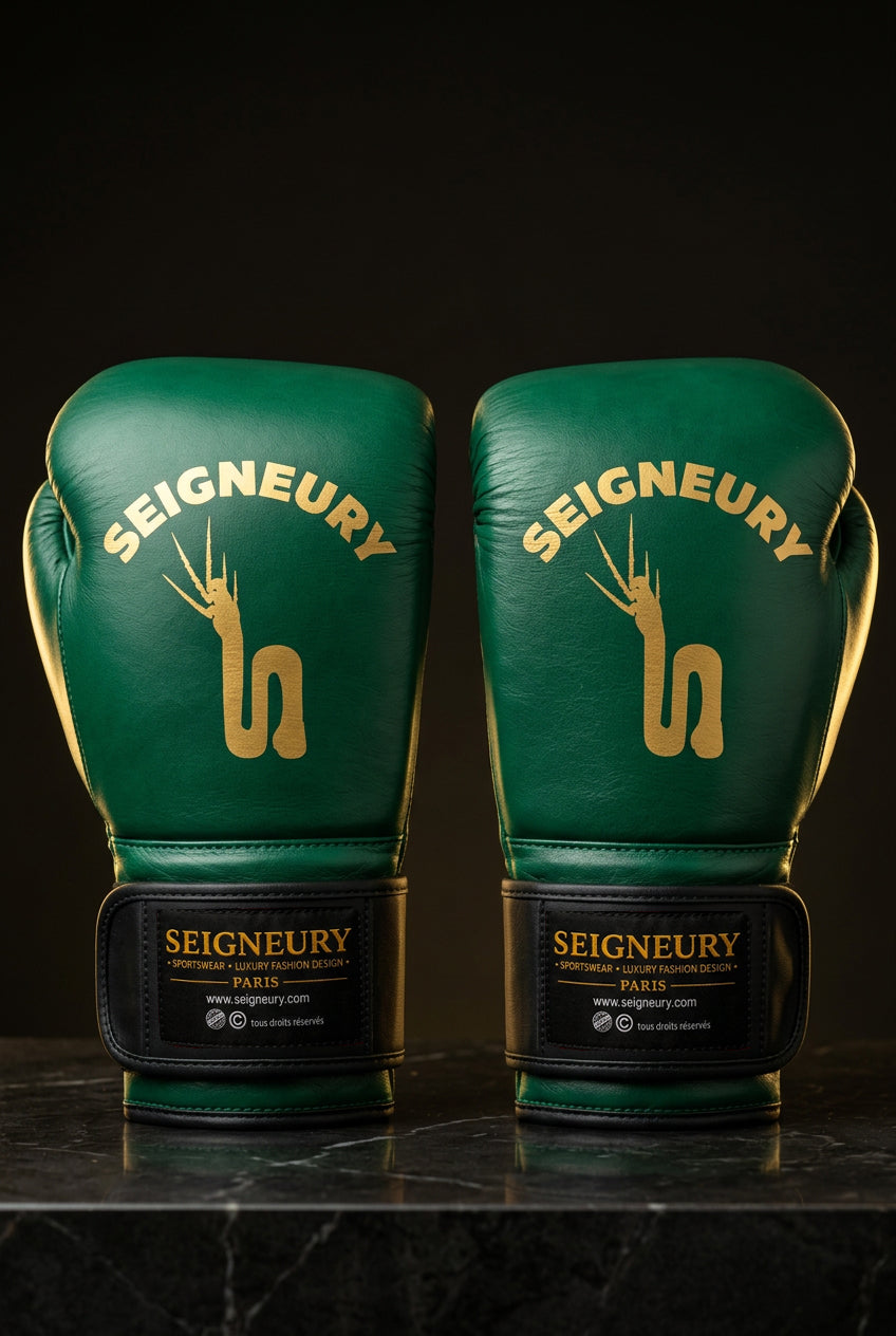 SEIGNEURY – Gants de boxe en cuir, signature en arc (Collection Or)