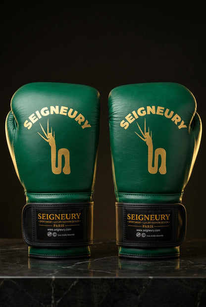 SEIGNEURY – Gants de boxe en cuir, signature en arc (Collection Or)