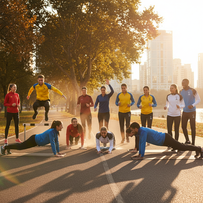 Groupe d'athlètes multicolores