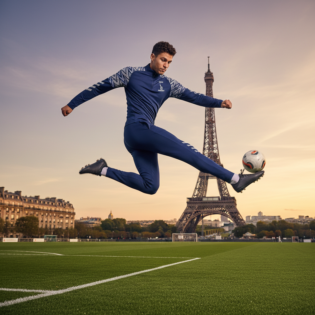 Homme jouant au football en combinaison Seigneury