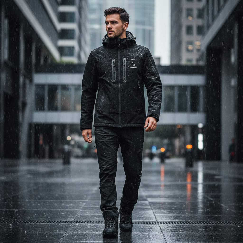 Veste Softshell SEIGNEURY noire - Urbain sous la pluie