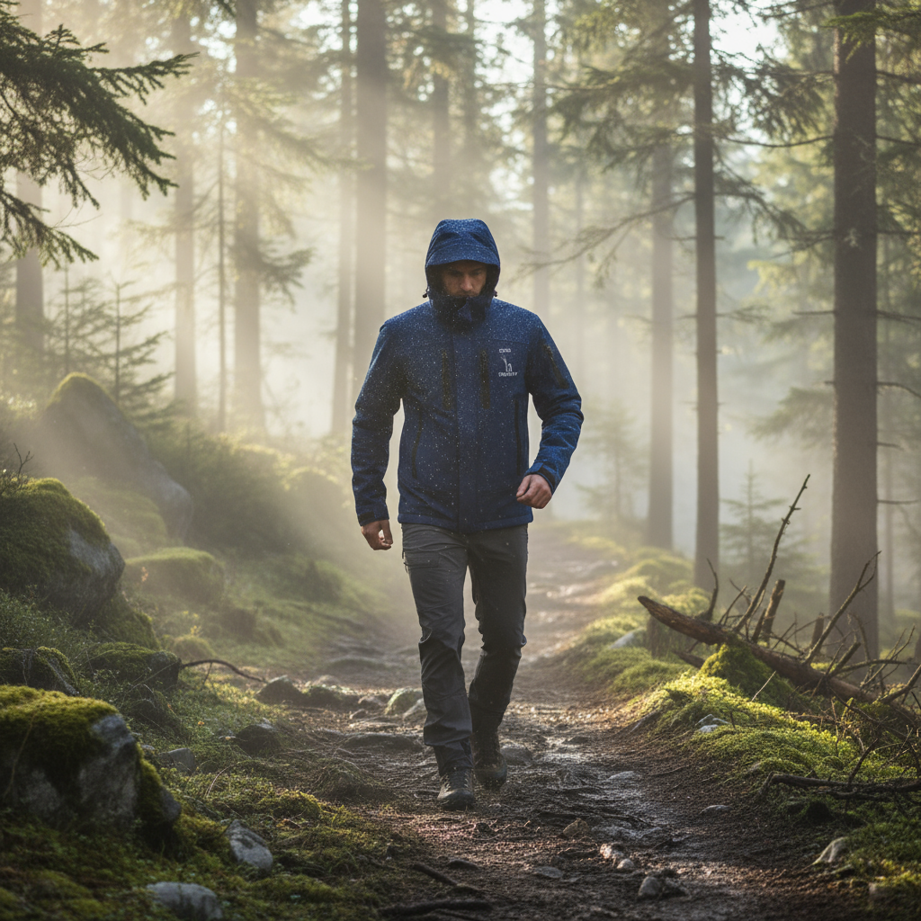 Veste Softshell SEIGNEURY bleu marine - Forêt brumeuse