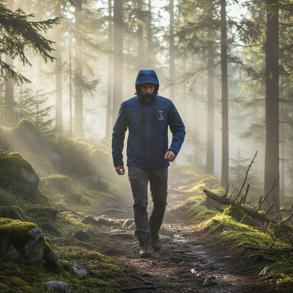 Veste Softshell SEIGNEURY bleu marine - Forêt brumeuse