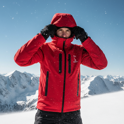 Veste Softshell SEIGNEURY rouge - Sommet alpin enneigé