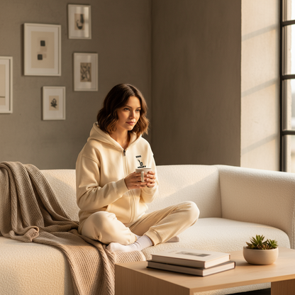 Jeune femme sweat beige