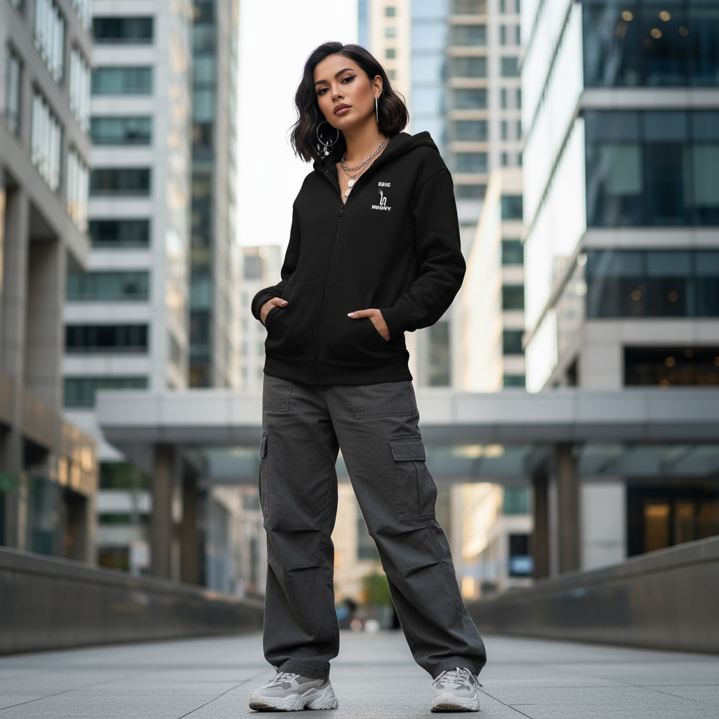 Jeune femme sweat noir