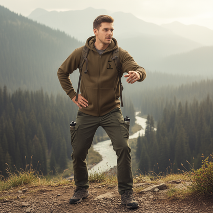 Jeune homme sweat kaki