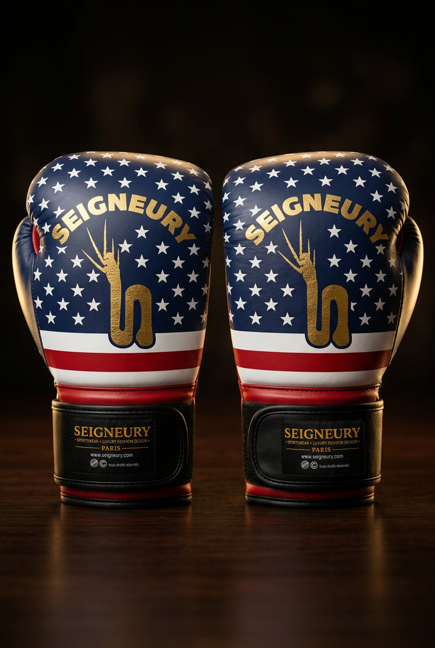 SEIGNEURY – Gants de boxe en cuir, signature en arc (Collection Or)