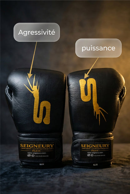 SEIGNEURY – Gants de boxe en cuir, signature en arc (Collection Or)