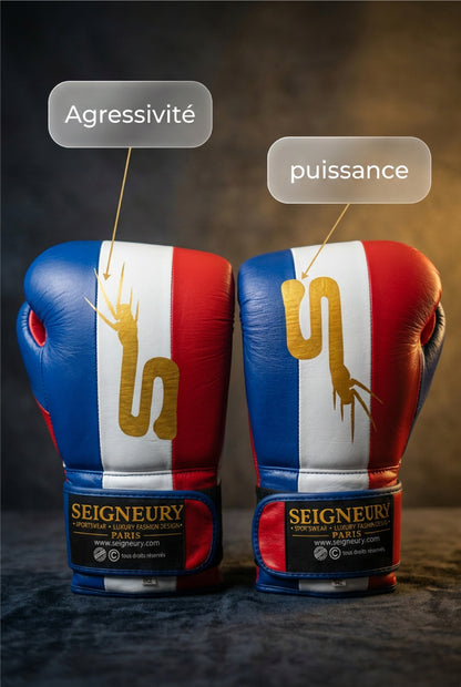 SEIGNEURY – Gants de boxe en cuir, signature en arc (Collection Or)