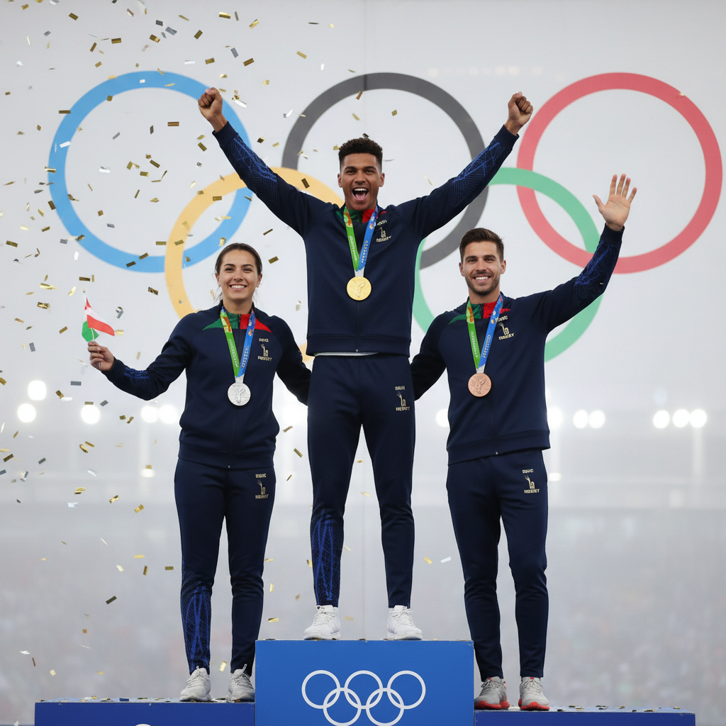 Podium olympique complet avec combinaisons SEIGNEURY