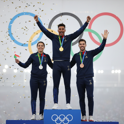 Podium olympique complet avec combinaisons SEIGNEURY