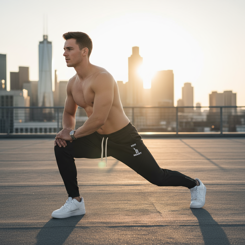 Urban rooftop stretch